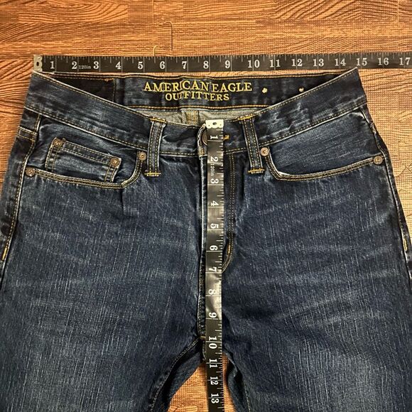 American Eagle Outfitters Blue Slim Straight Jeans Size 30/32 Dark Wash Denim - Picture 10 of 10